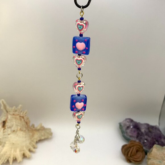 Car Rearview Mirror Suncatcher Prism Charm Ornament Gift Handmade Hearts CC101 - Picture 1 of 4